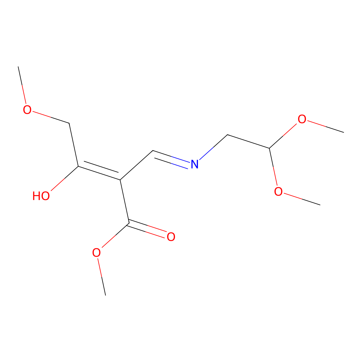 Methyl 2-(((2,2-dimethoxyethyl)amino)methylene)-4-methoxy-3-oxobutanoate molecular structure, CAS 1335210-26-8