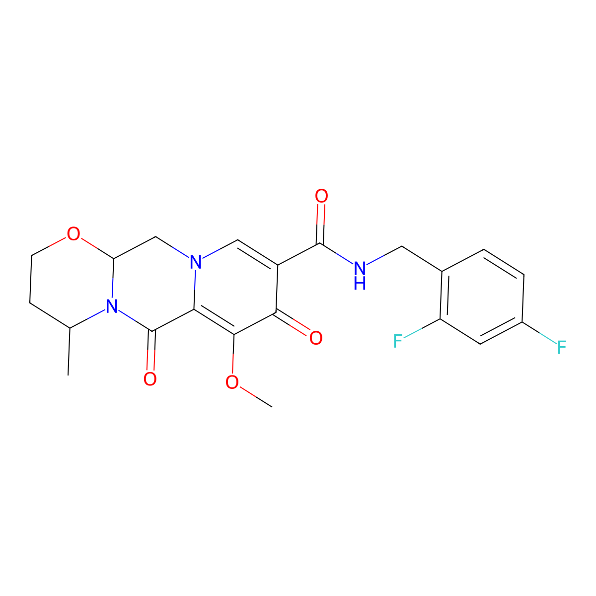 (4R,12AS)-N-[(2,4-Difluorophenyl)methyl]-3,4,6,8,12,12A-hexahydro-7-methoxy-4-methyl-6,8-dioxo-2H-pyrido[1',2':4,5]pyrazino[2,1-B][1,3]oxazine-9-carboxamide molecular structure, CAS 1335210-35-9