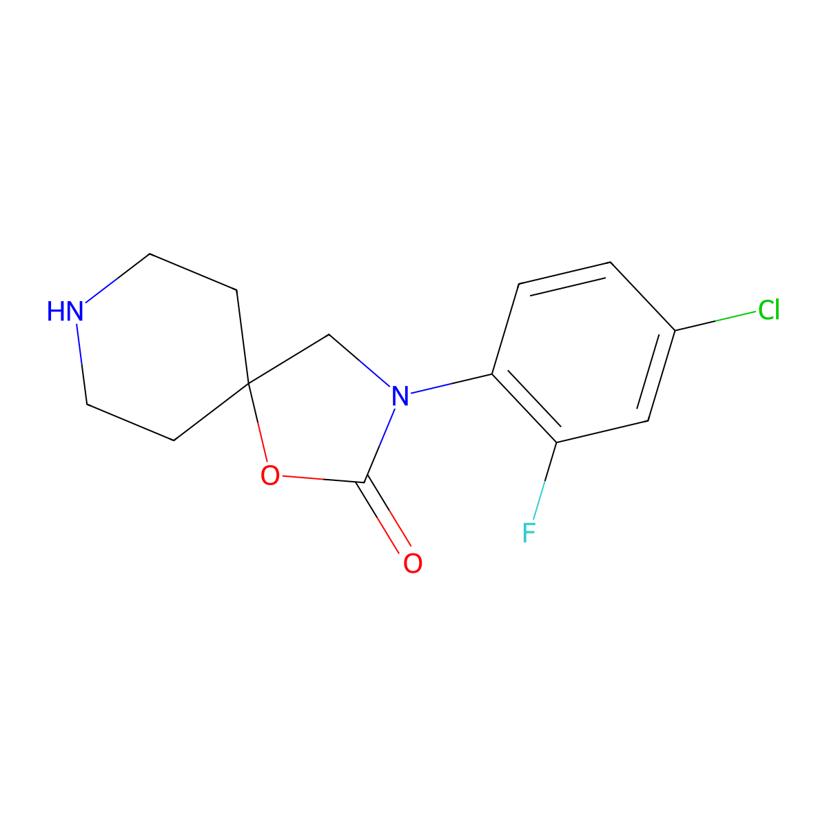 3-(4-Chloro-2-fluorophenyl)-1-oxa-3,8-diazaspiro[4.5]decan-2-one molecular structure, CAS 1335220-63-7