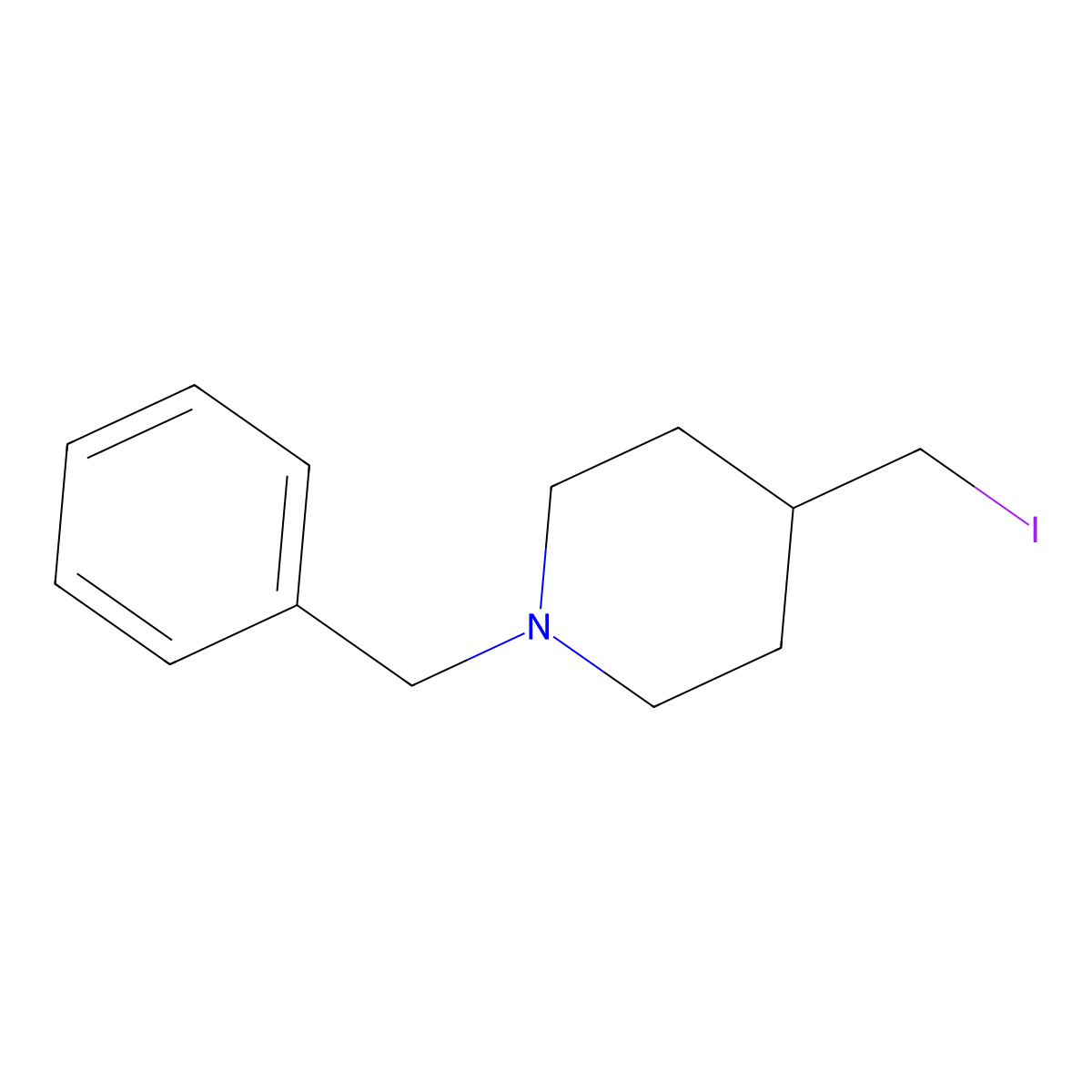 1-Benzyl-4-(iodomethyl)piperidine molecular structure, CAS 1335224-24-2