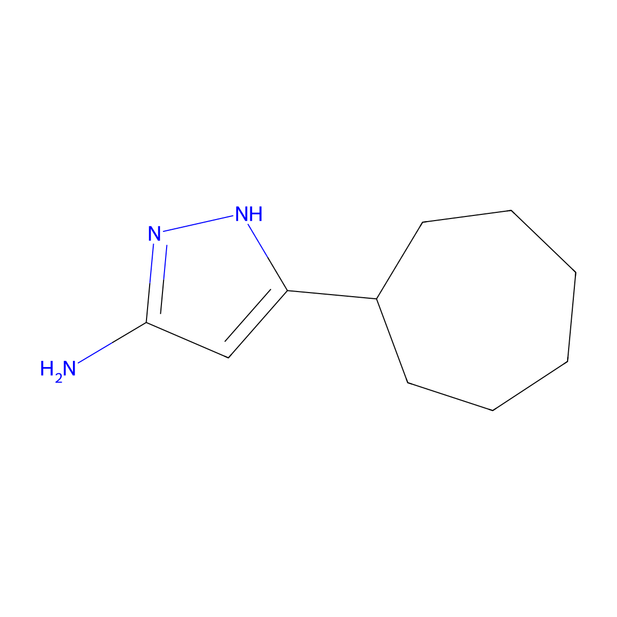 5-cycloheptyl-1H-pyrazol-3-amine molecular structure, CAS 1335234-27-9