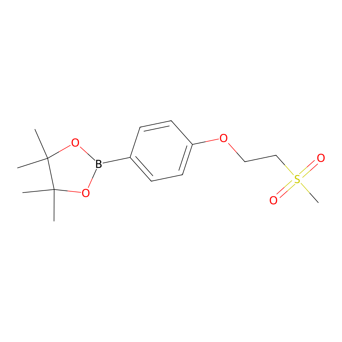 2-(4-(2-Methanesulfonylethoxy)phenyl)-4,4,5,5-tetramethyl-1,3,2-dioxaborolane molecular structure, CAS 1335234-28-0