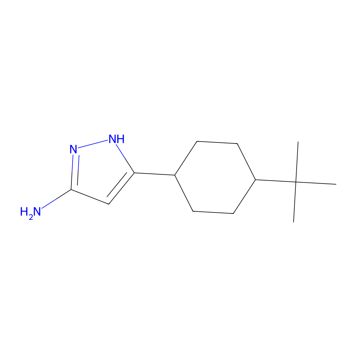 3-(4-tert-butylcyclohexyl)-1H-pyrazol-5-amine molecular structure, CAS 1335234-30-4