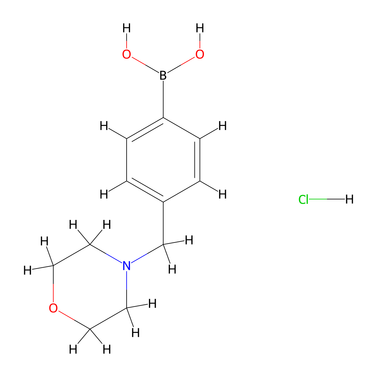 (4-(Morpholin-4-ylmethyl)phenyl)boronic acid hydrochloride molecular structure, CAS 1335234-36-0