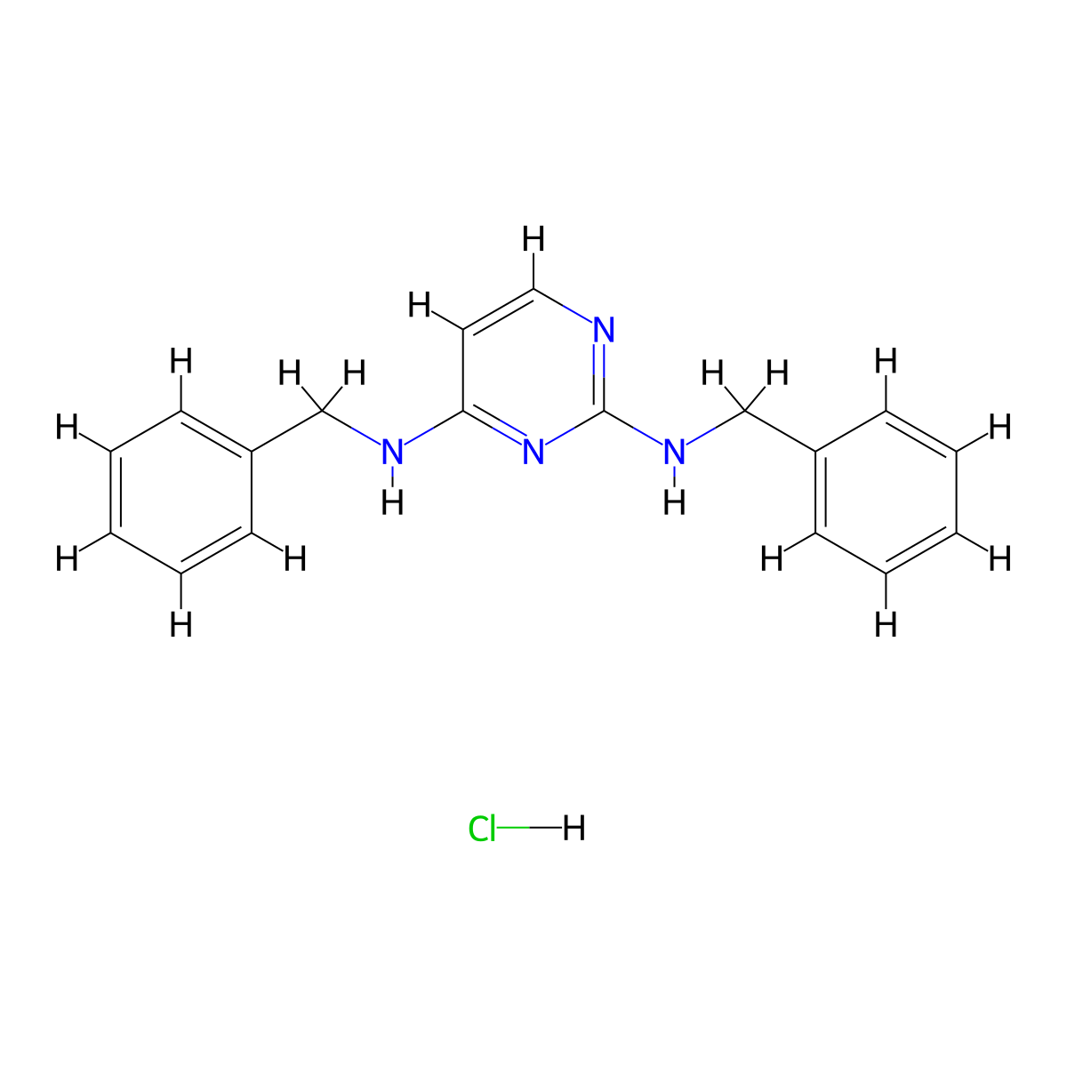 N2,N4-dibenzylpyrimidine-2,4-diamine hydrochloride molecular structure, CAS 1335247-39-6