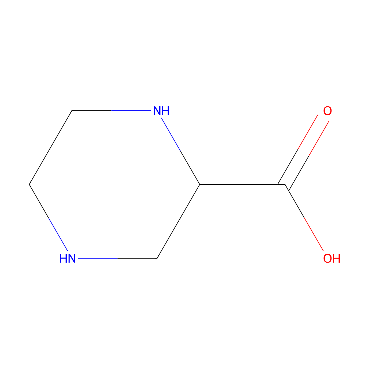 Piperazine-2-carboxylic acid molecular structure, CAS 133525-05-0