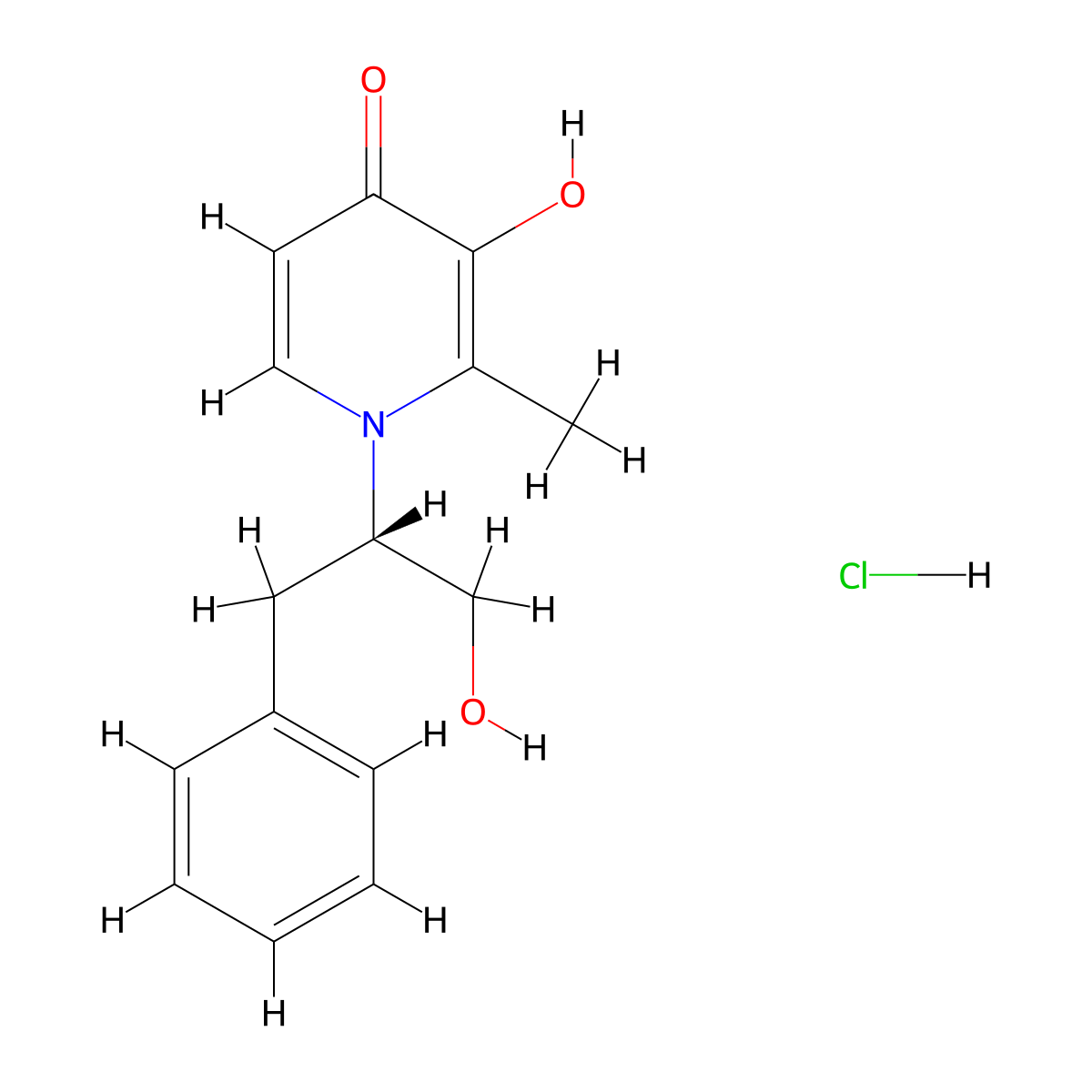 (S)-3-Hydroxy-1-(1-hydroxy-3-phenylpropan-2-yl)-2-methylpyridin-4(1H)-one hydrochloride molecular structure, CAS 1335282-15-9