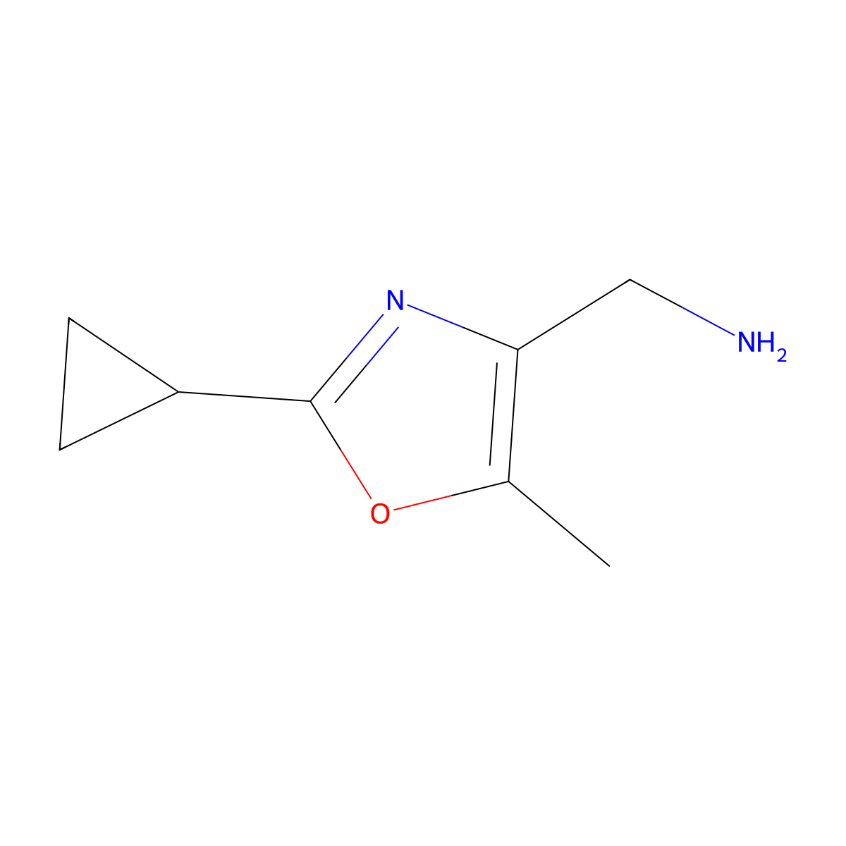 (2-Cyclopropyl-5-methyl-1,3-oxazol-4-yl)methanamine molecular structure, CAS 1335301-43-3