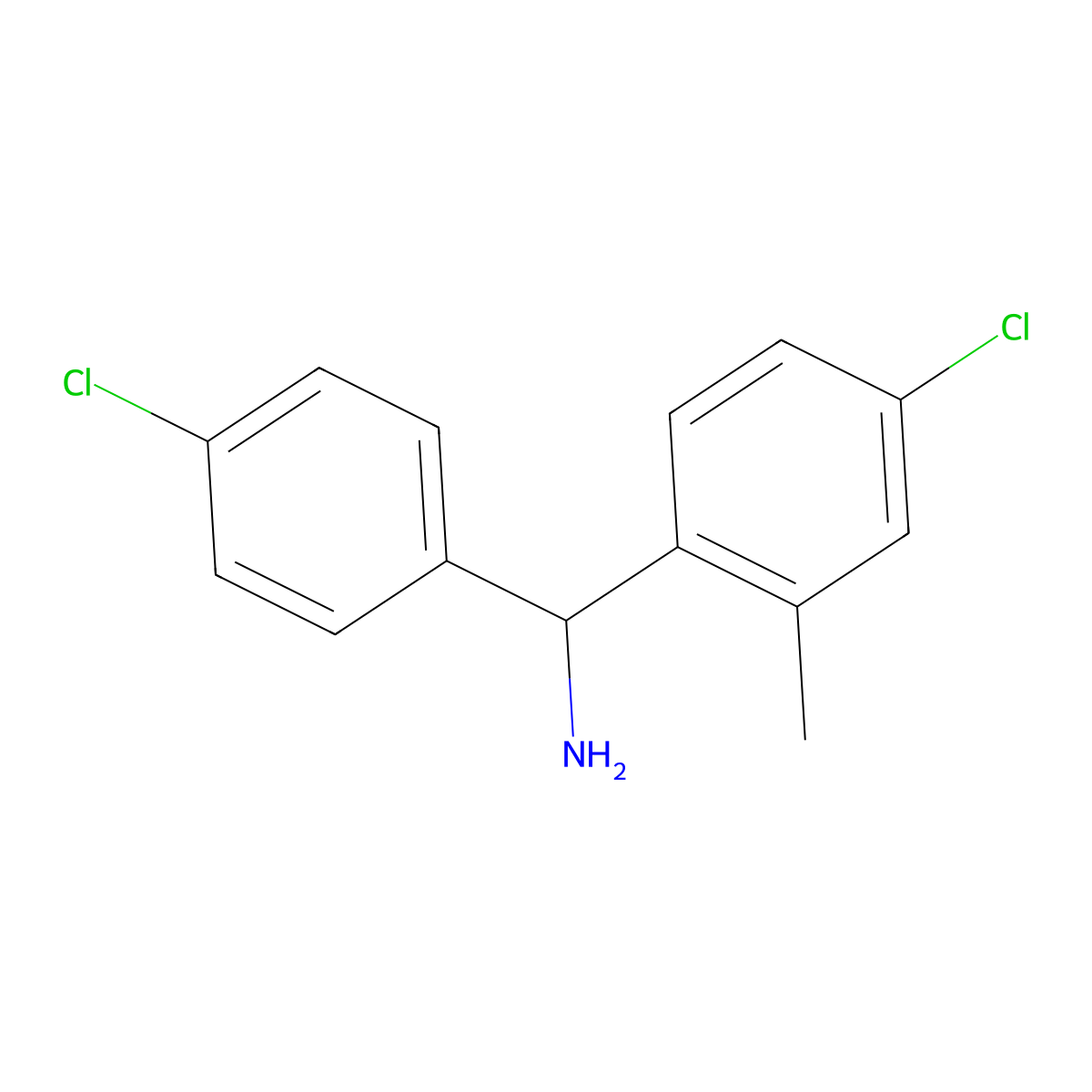 (4-Chloro-2-methylphenyl)(4-chlorophenyl)methanamine molecular structure, CAS 1335304-50-1