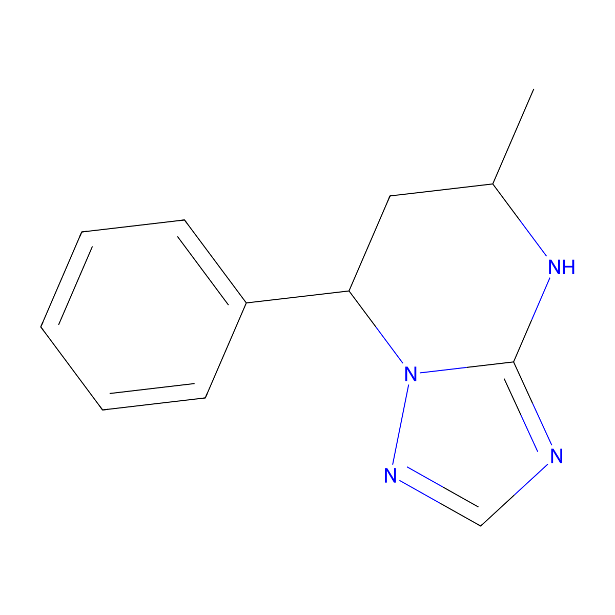 5-Methyl-7-phenyl-4,5,6,7-tetrahydro-[1,2,4]triazolo[1,5-a]pyrimidine molecular structure, CAS 133533-72-9