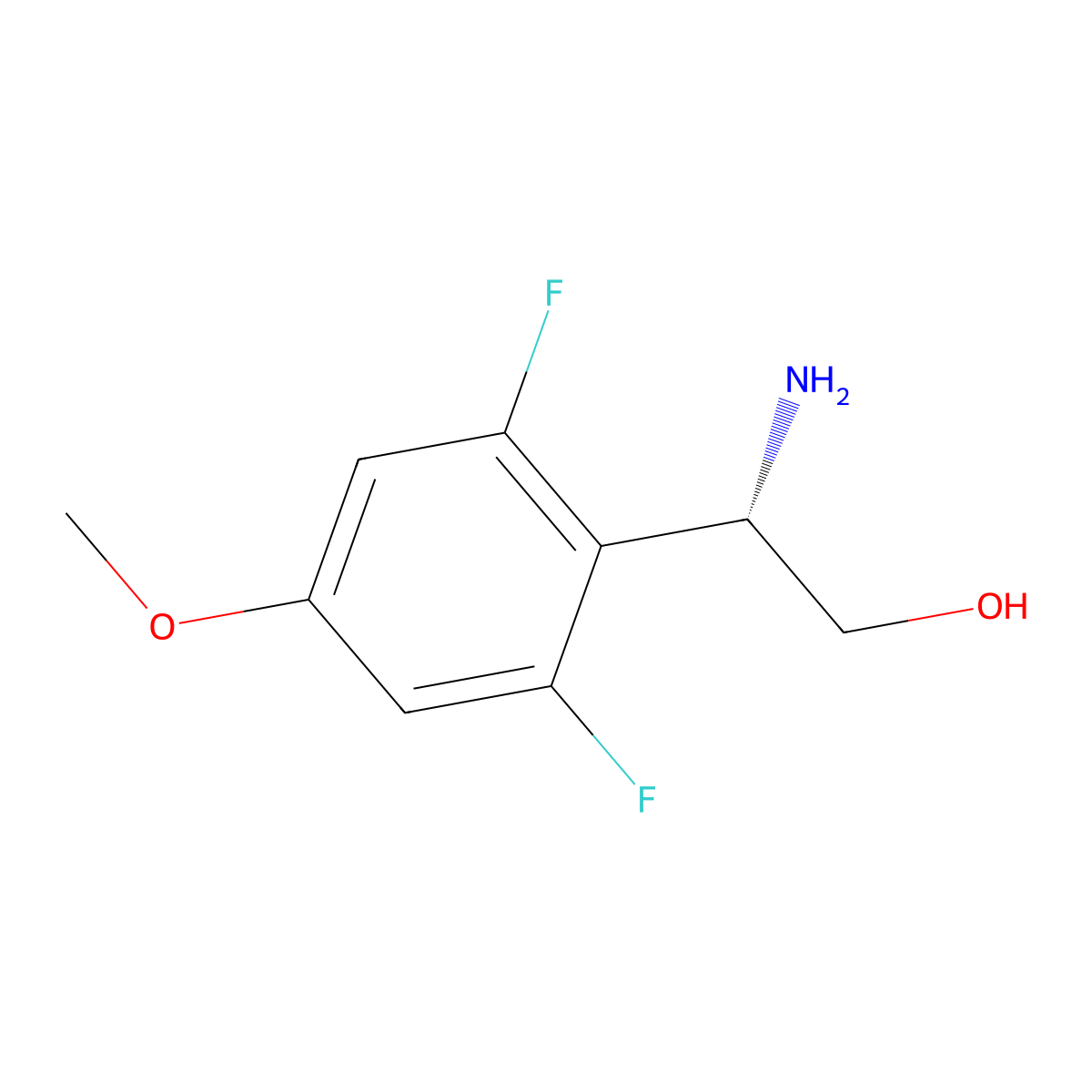 (2S)-2-amino-2-(2,6-difluoro-4-methoxyphenyl)ethan-1-ol molecular structure, CAS 1335359-73-3