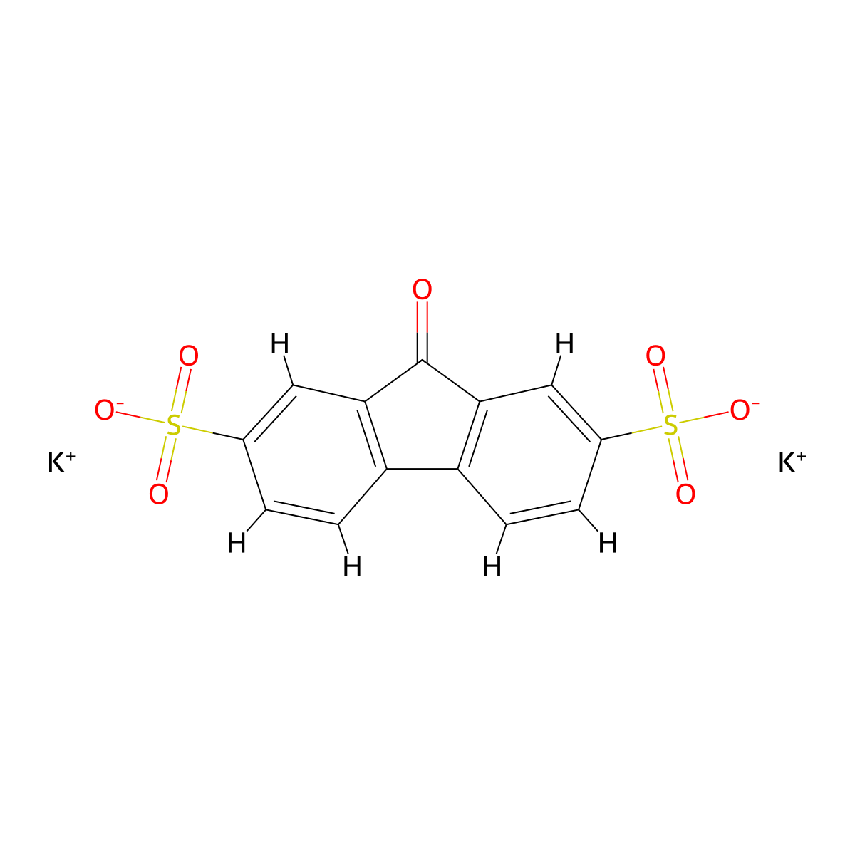 Dipotassium 9-oxofluorene-2,7-disulfonate molecular structure, CAS 13354-16-0