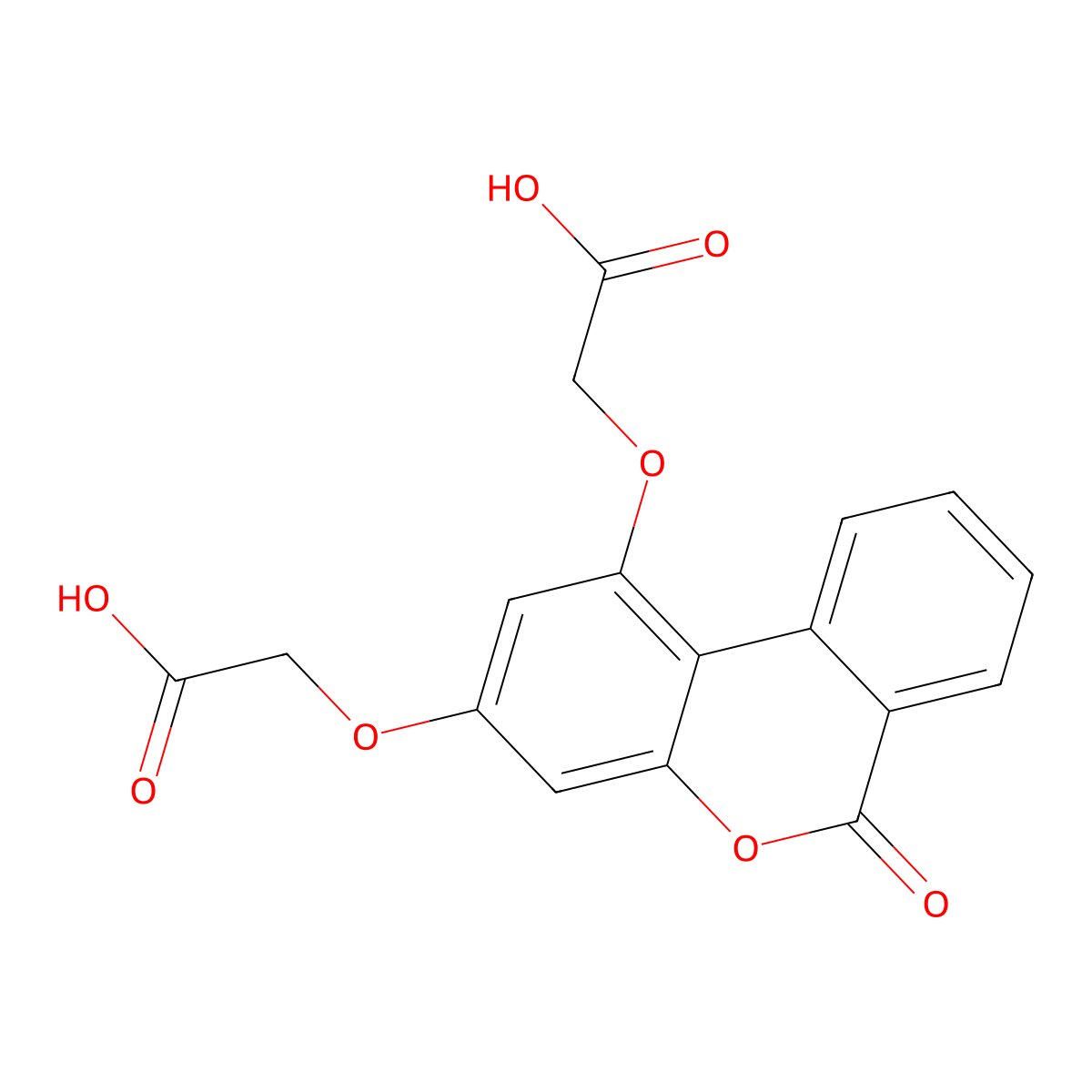 2,2'-[(6-oxo-6H-benzo[c]chromene-1,3-diyl)bis(oxy)]diacetic acid molecular structure, CAS 133540-71-3