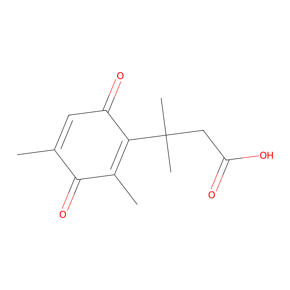 3-(3',6'-Dioxo-2',4'-dimethylcyclohexa-1',4'-diene)-3,3-dimethylpropionic acid molecular structure, CAS 133544-77-1