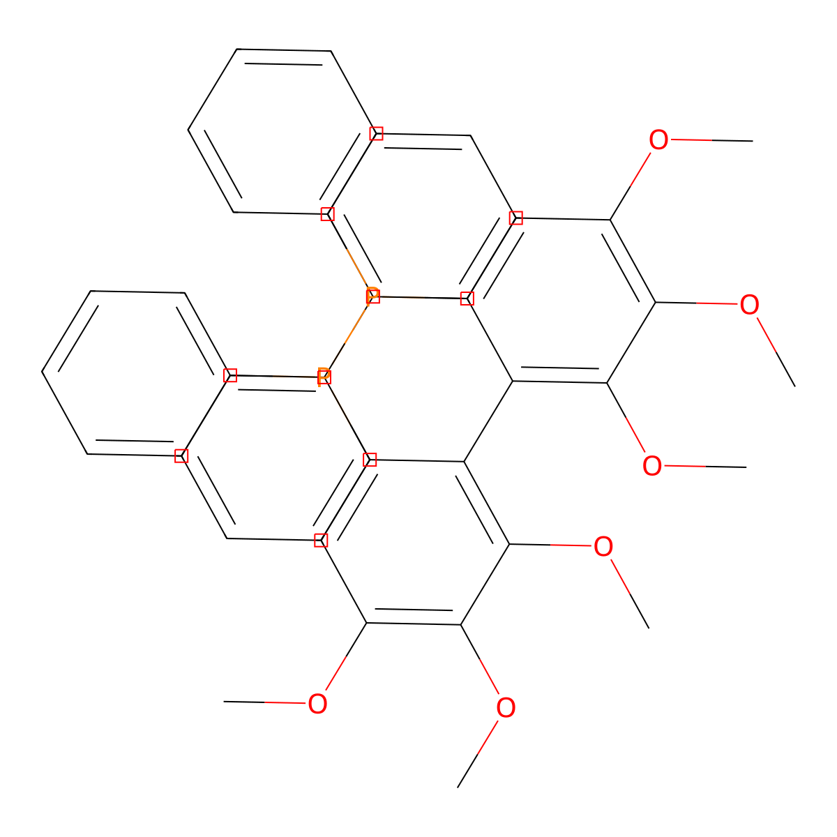(S)-(4,4',5,5',6,6'-Hexamethoxy-[1,1'-biphenyl]-2,2'-diyl)bis(diphenylphosphane) molecular structure, CAS 133545-30-9