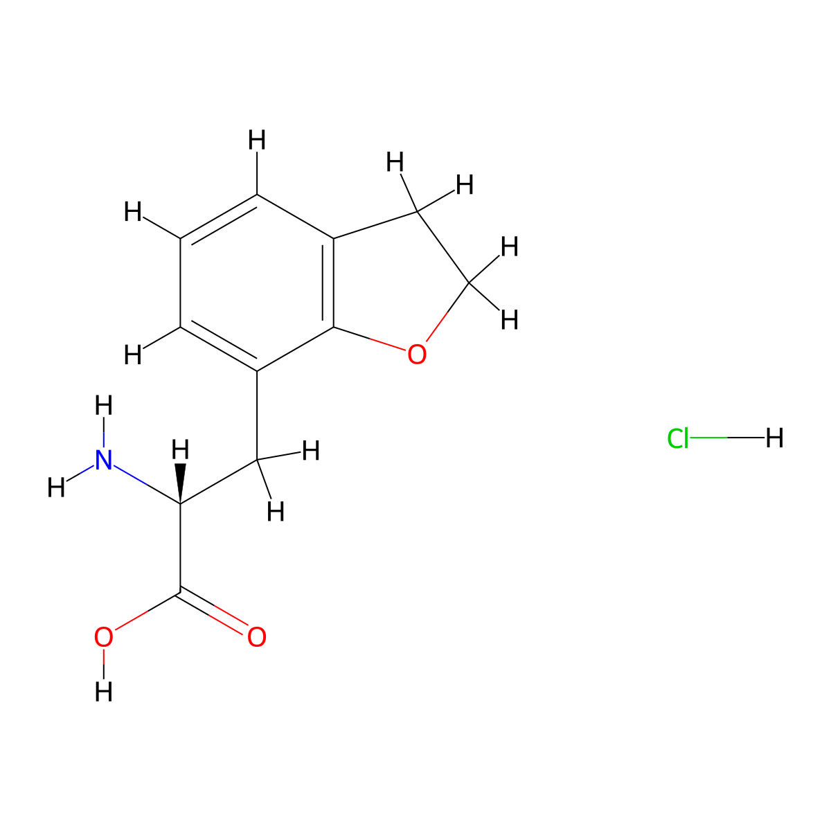 (2R)-2-Amino-3-(2,3-dihydro-1-benzofuran-7-yl)propanoic acid HCl molecular structure, CAS 1335478-16-4