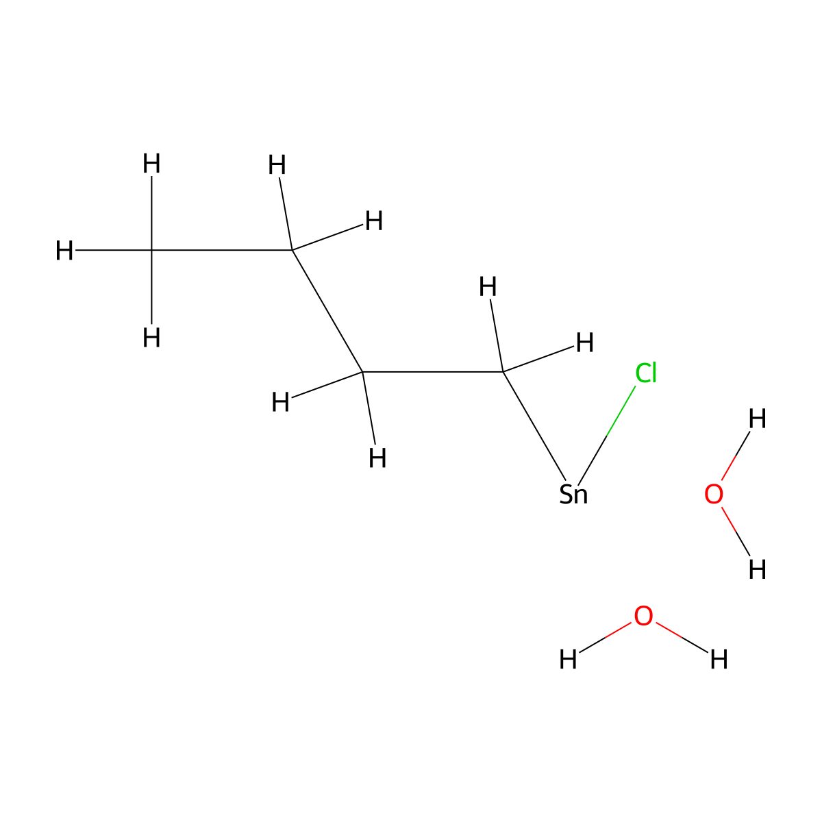Butylchlorotin dihydroxide molecular structure, CAS 13355-96-9