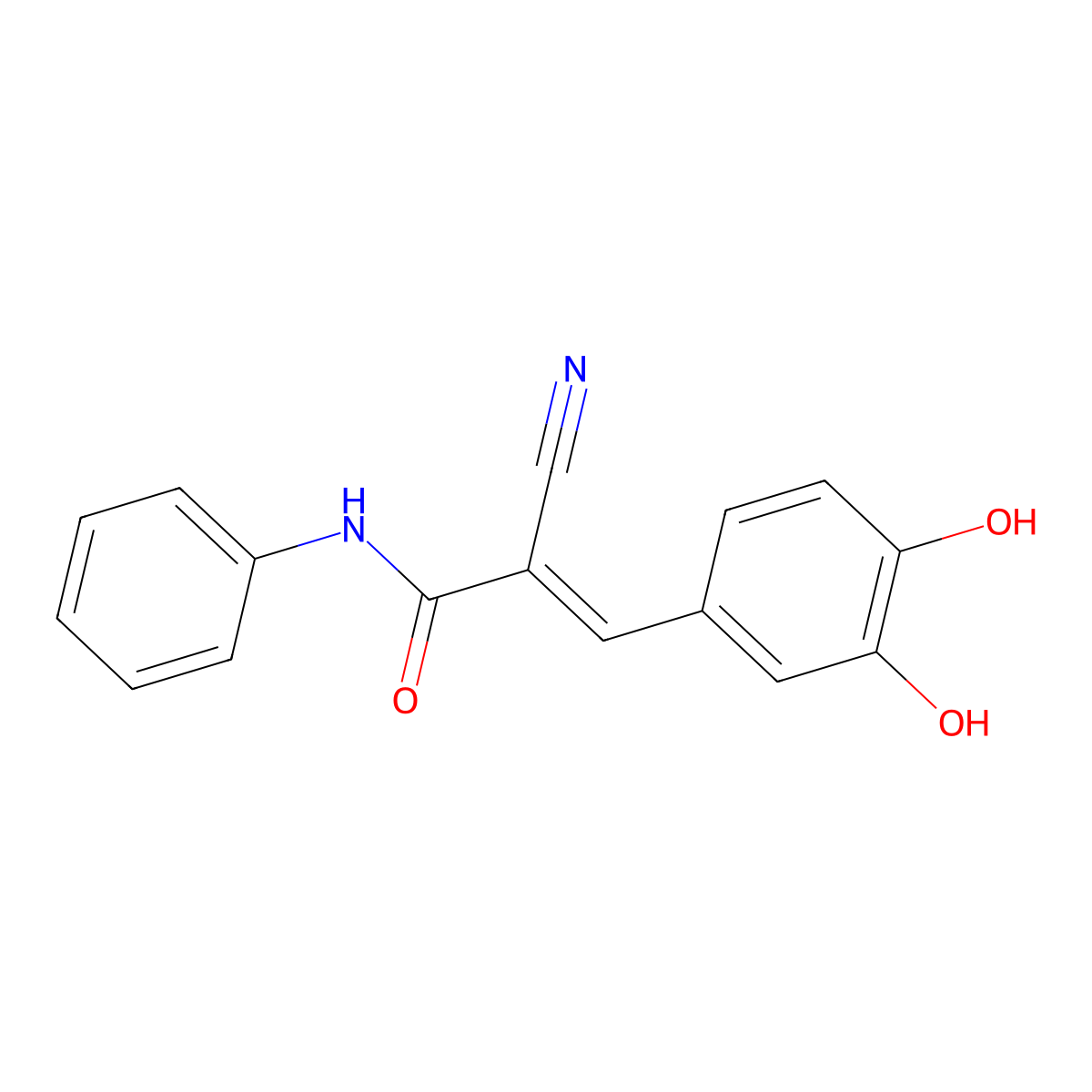 2-cyano-3-(3,4-dihydroxyphenyl)-N-phenyl-2-propenamide molecular structure, CAS 133550-35-3