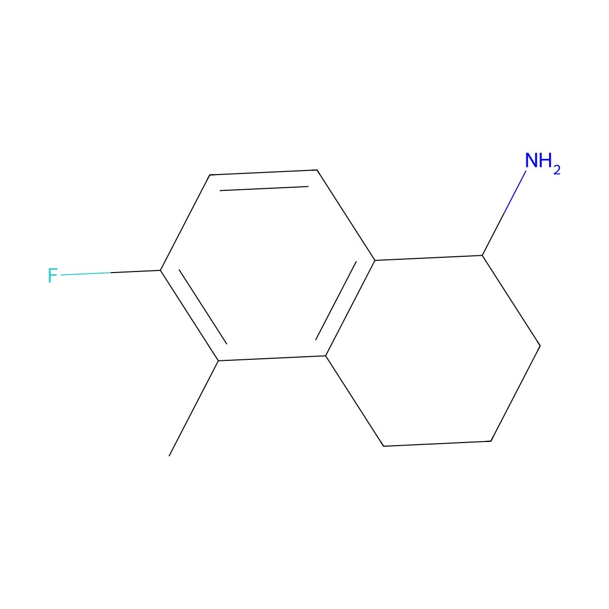 (S)-6-Fluoro-5-methyl-1,2,3,4-tetrahydronaphthalen-1-amine molecular structure, CAS 1335500-75-8