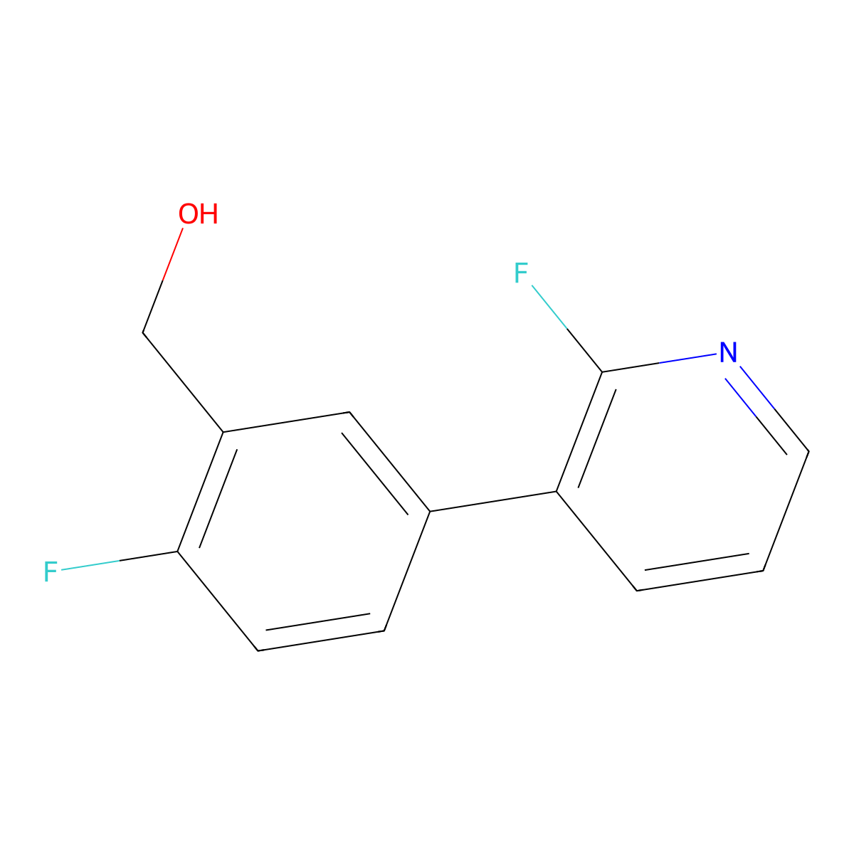 (2-Fluoro-5-(2-fluoropyridin-3-yl)phenyl)methanol molecular structure, CAS 1335512-15-6