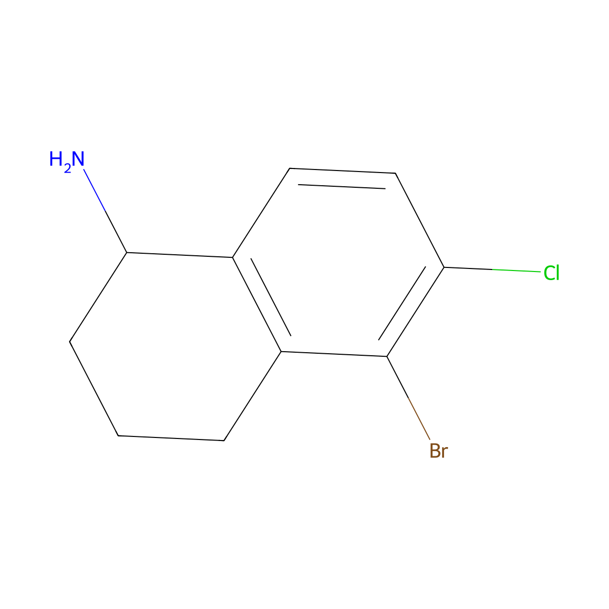 (S)-5-Bromo-6-chloro-1,2,3,4-tetrahydronaphthalen-1-amine molecular structure, CAS 1335543-27-5