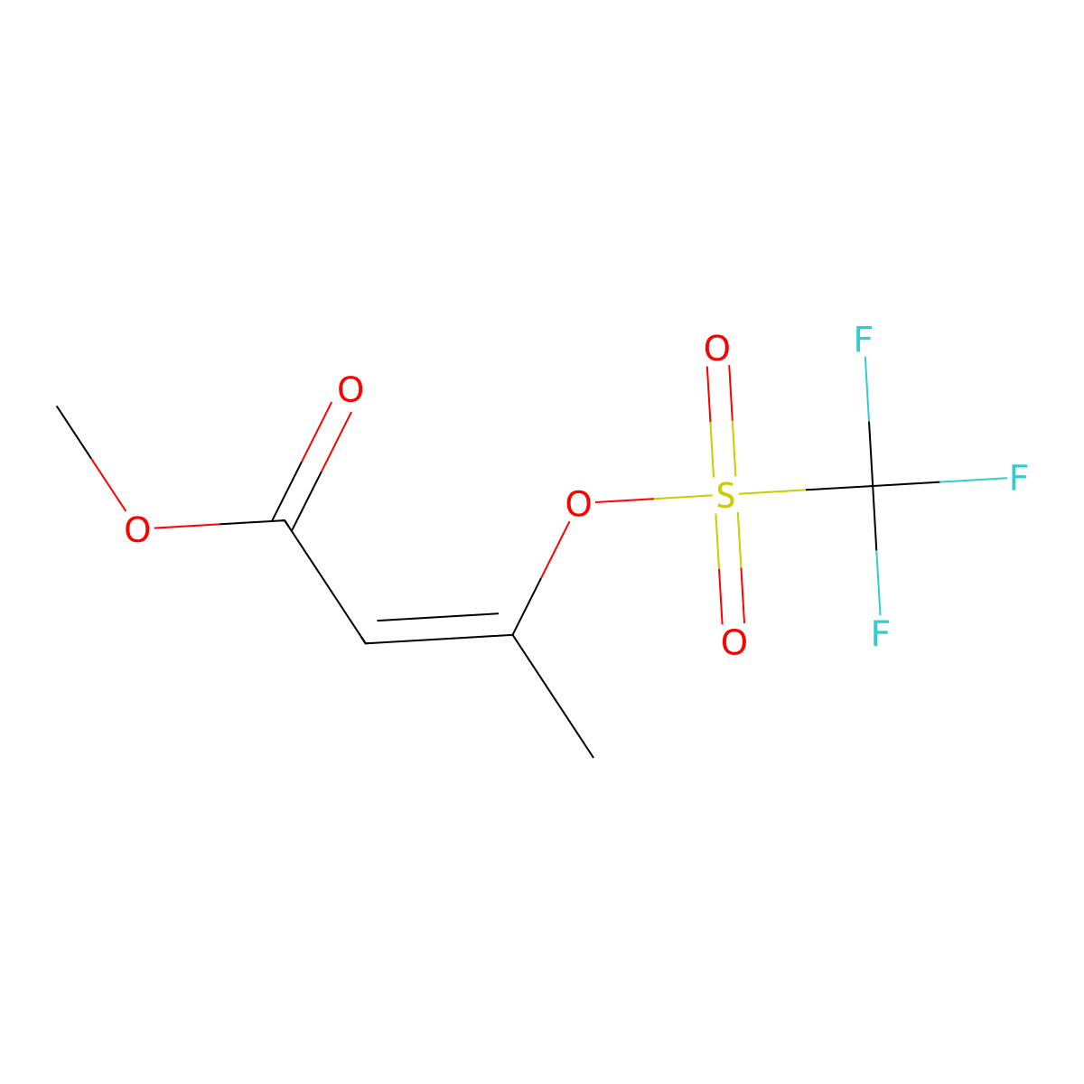 Methyl 3-(trifluoromethylsulfonyloxy)but-2-enoate molecular structure, CAS 133559-43-0