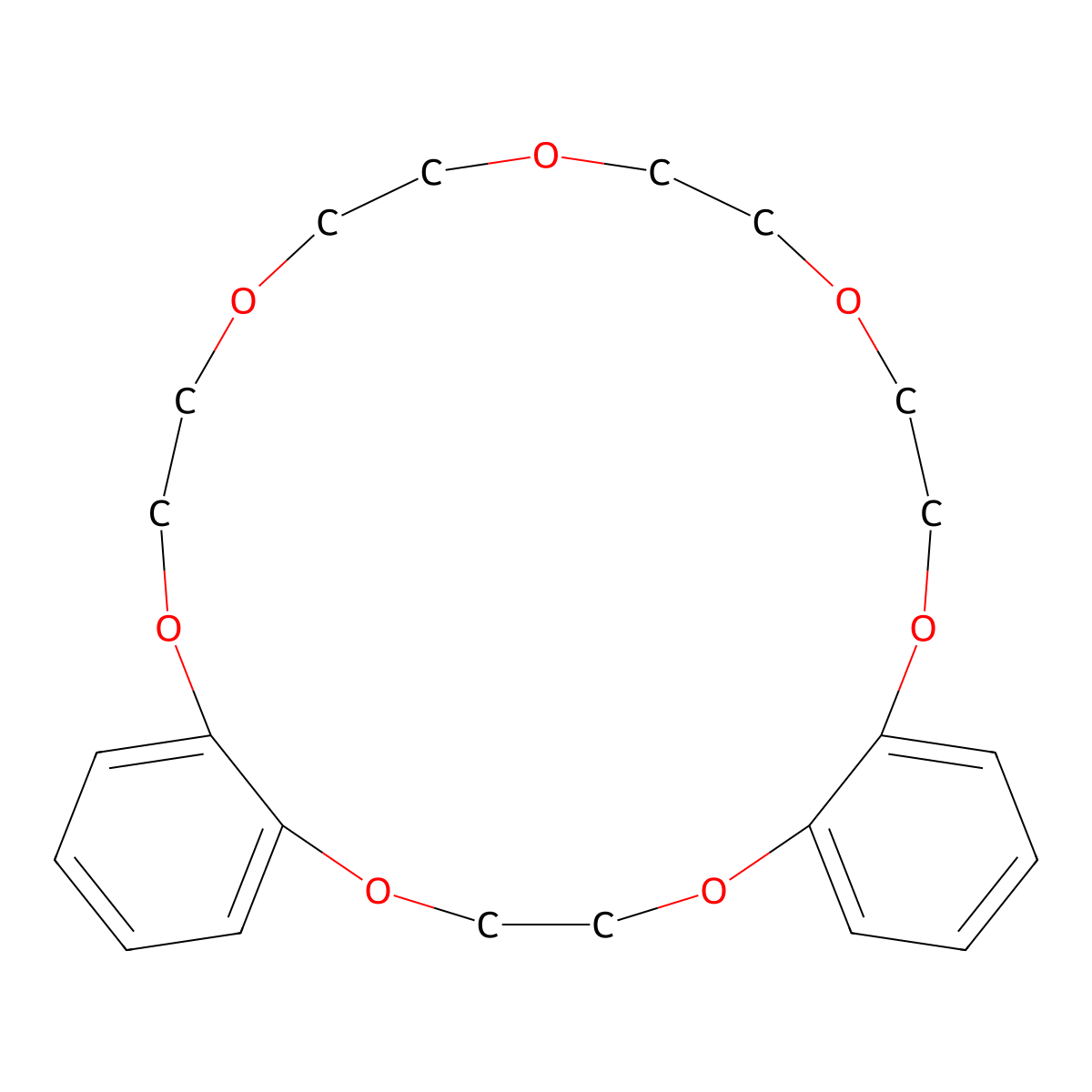 2,5,12,15,18,21,24-Heptaoxatricyclo[23.4.0.06,11]nonacosa-1(29),6,8,10,25,27-hexaene molecular structure, CAS 133560-78-8