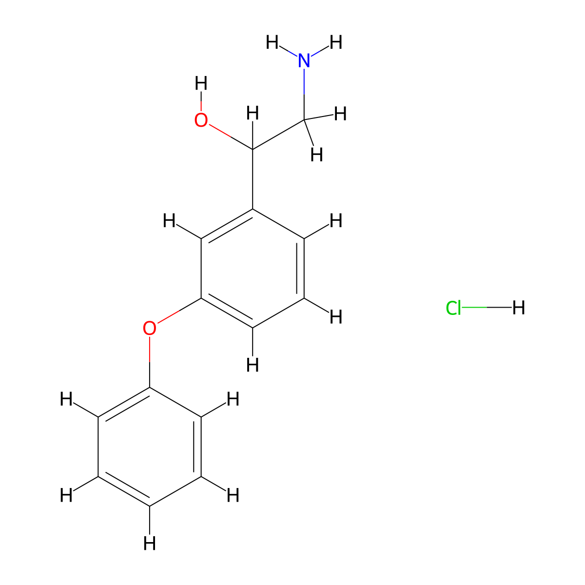 2-Amino-1-(3-phenoxyphenyl)ethanol hydrochloride molecular structure, CAS 133562-41-1