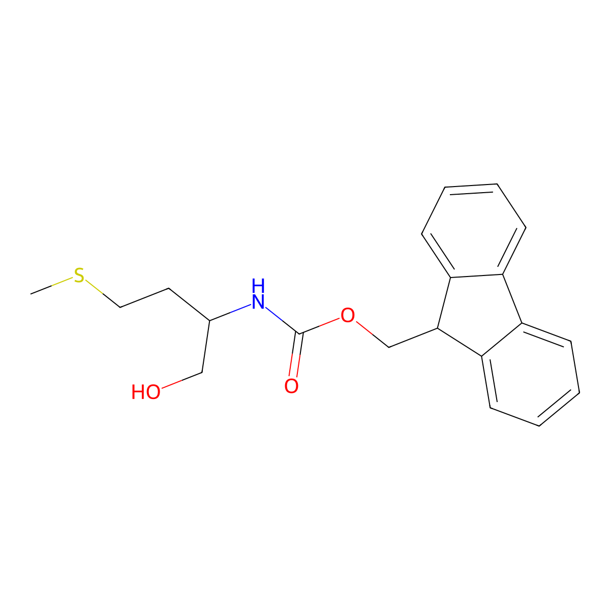 (S)-(9H-Fluoren-9-yl)methyl (1-hydroxy-4-(methylthio)butan-2-yl)carbamate molecular structure, CAS 133565-47-6