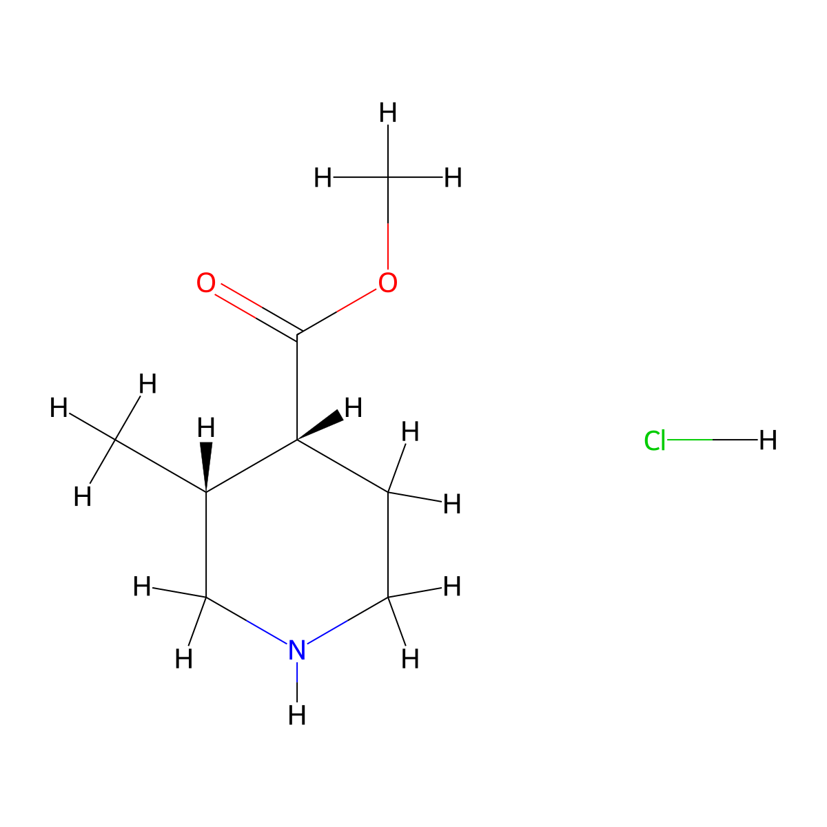 rac-methyl (3R,4R)-3-methylpiperidine-4-carboxylate hydrochloride molecular structure, CAS 133567-10-9