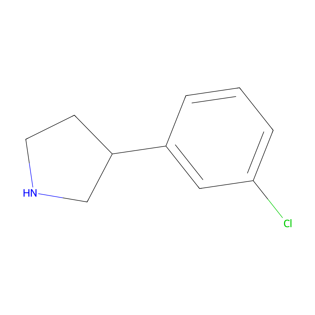 (R)-3-(3-Chlorophenyl)pyrrolidine molecular structure, CAS 1335686-78-6