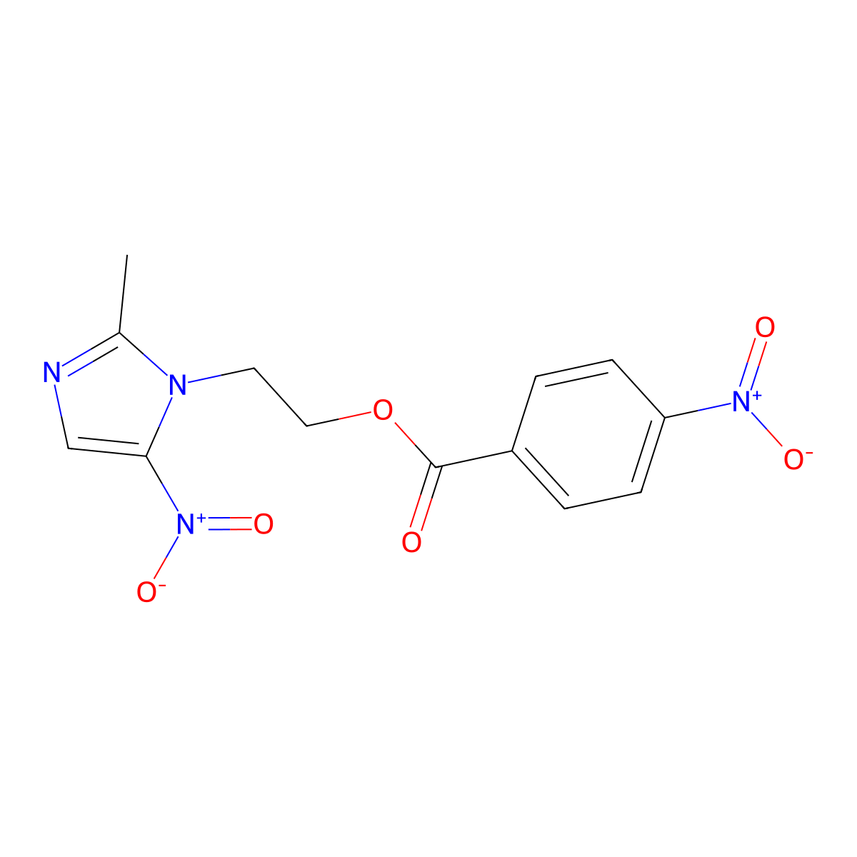 1H-Imidazole-1-ethanol, 2-methyl-5-nitro-, 1-(4-nitrobenzoate) molecular structure, CAS 13357-10-3