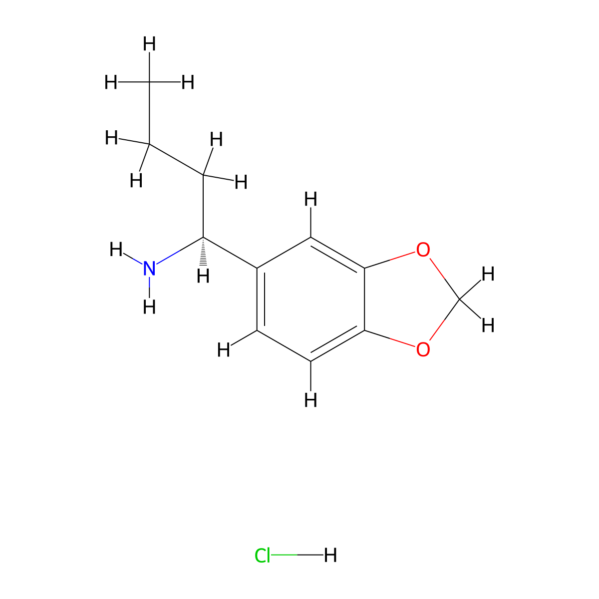 (S)-1-(Benzo[d][1,3]dioxol-5-yl)butan-1-amine hydrochloride molecular structure, CAS 1335729-51-5