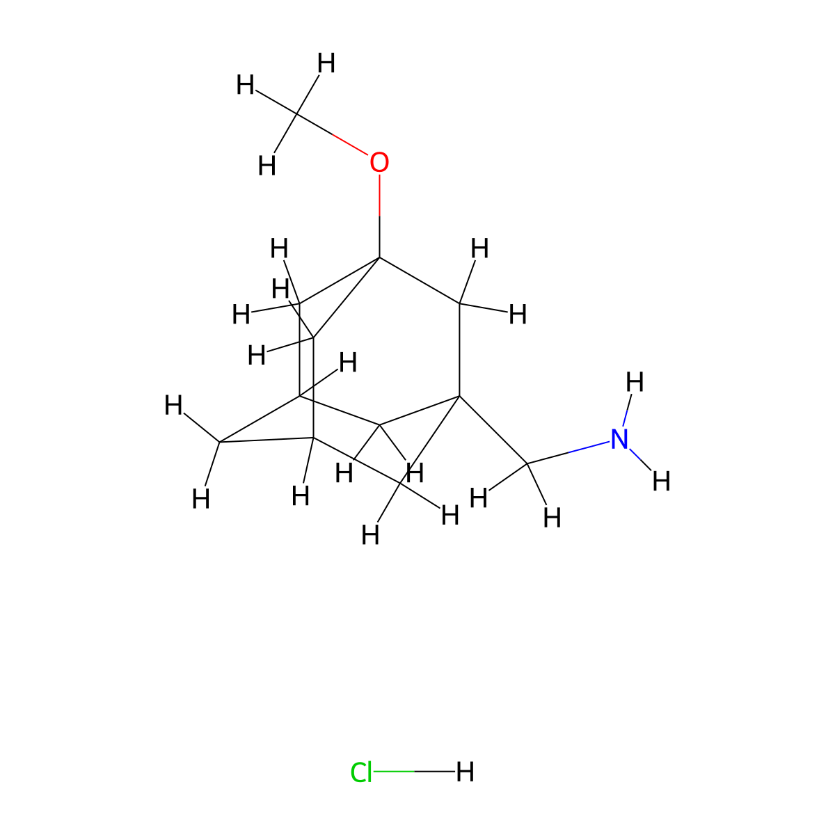 (3-Methoxyadamantan-1-yl)methanamine hydrochloride molecular structure, CAS 13358-19-5