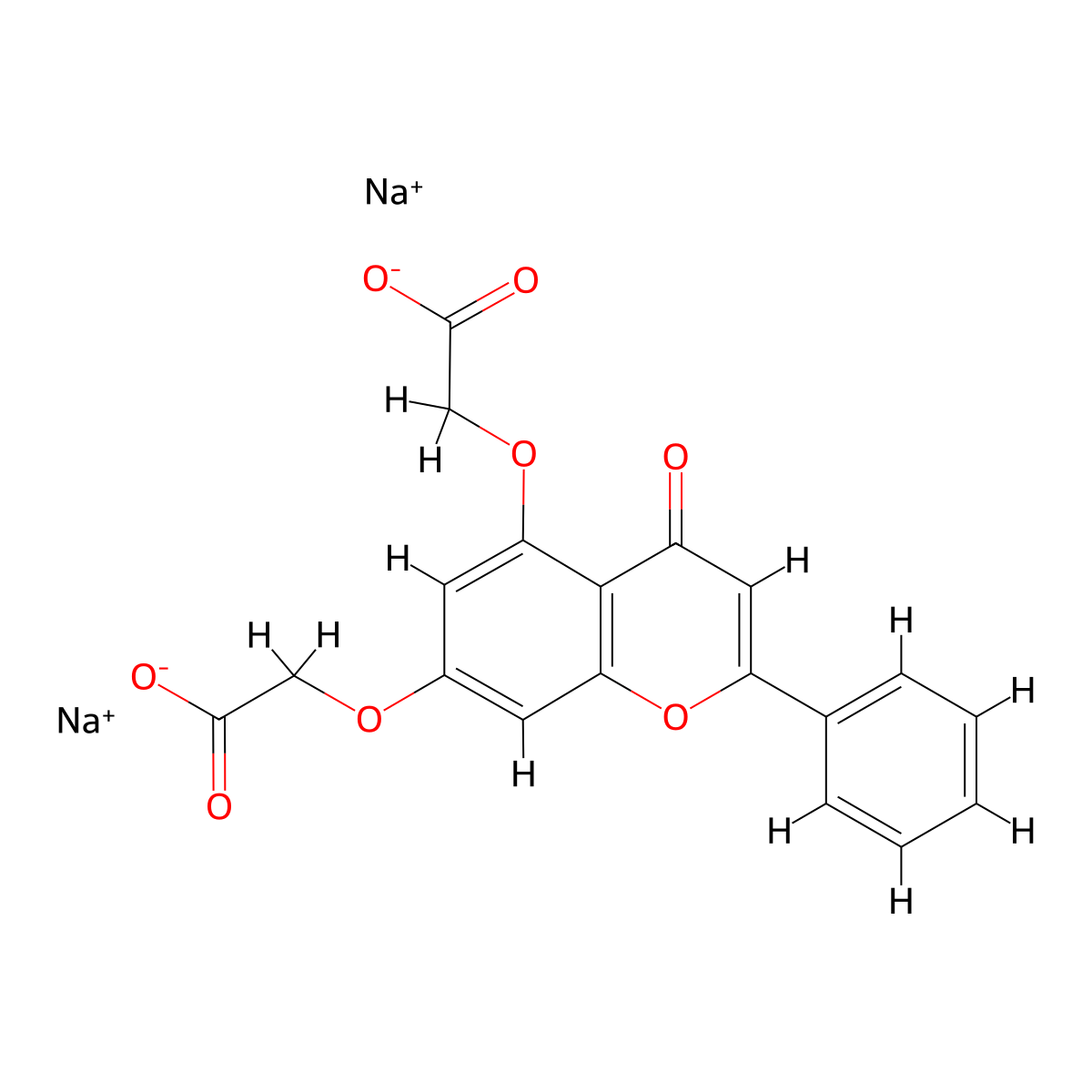 Flavodate disodium molecular structure, CAS 13358-62-8
