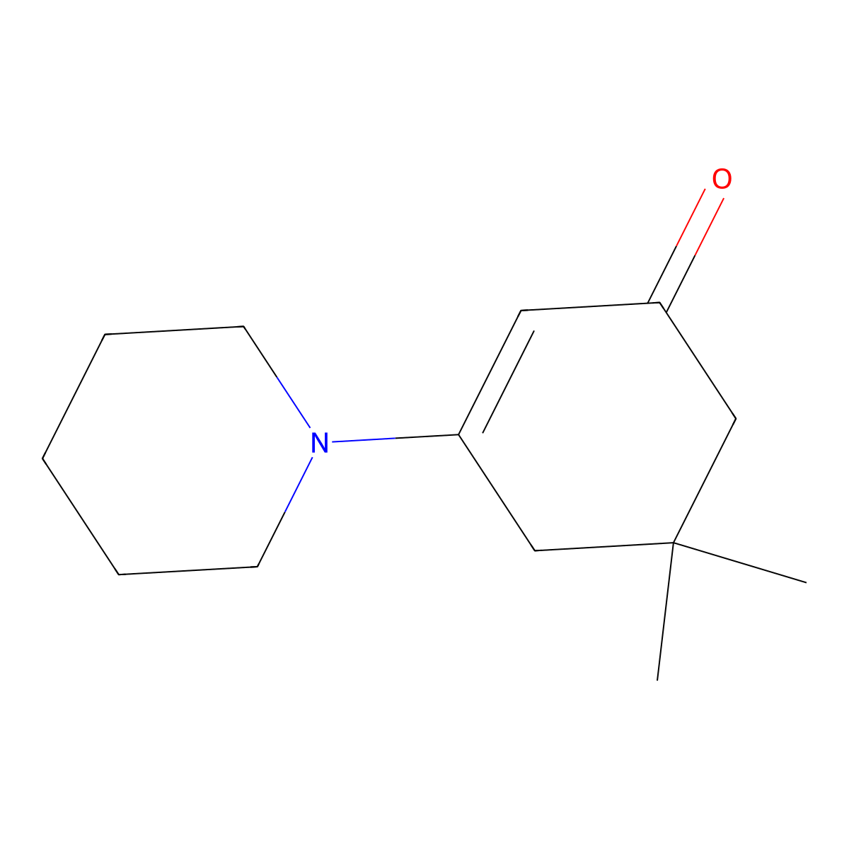 5,5-Dimethyl-3-(piperidino)cyclohex-2-en-1-one molecular structure, CAS 13358-76-4