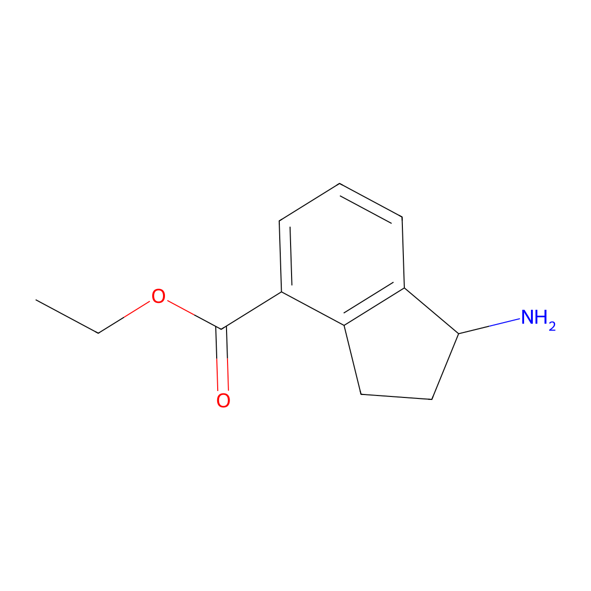 ethyl (1R)-1-amino-2,3-dihydro-1H-indene-4-carboxylate molecular structure, CAS 1335817-75-8