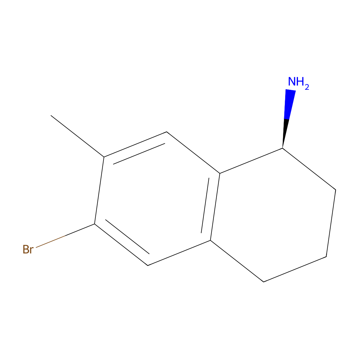 (S)-6-Bromo-7-methyl-1,2,3,4-tetrahydronaphthalen-1-amine molecular structure, CAS 1335823-60-3