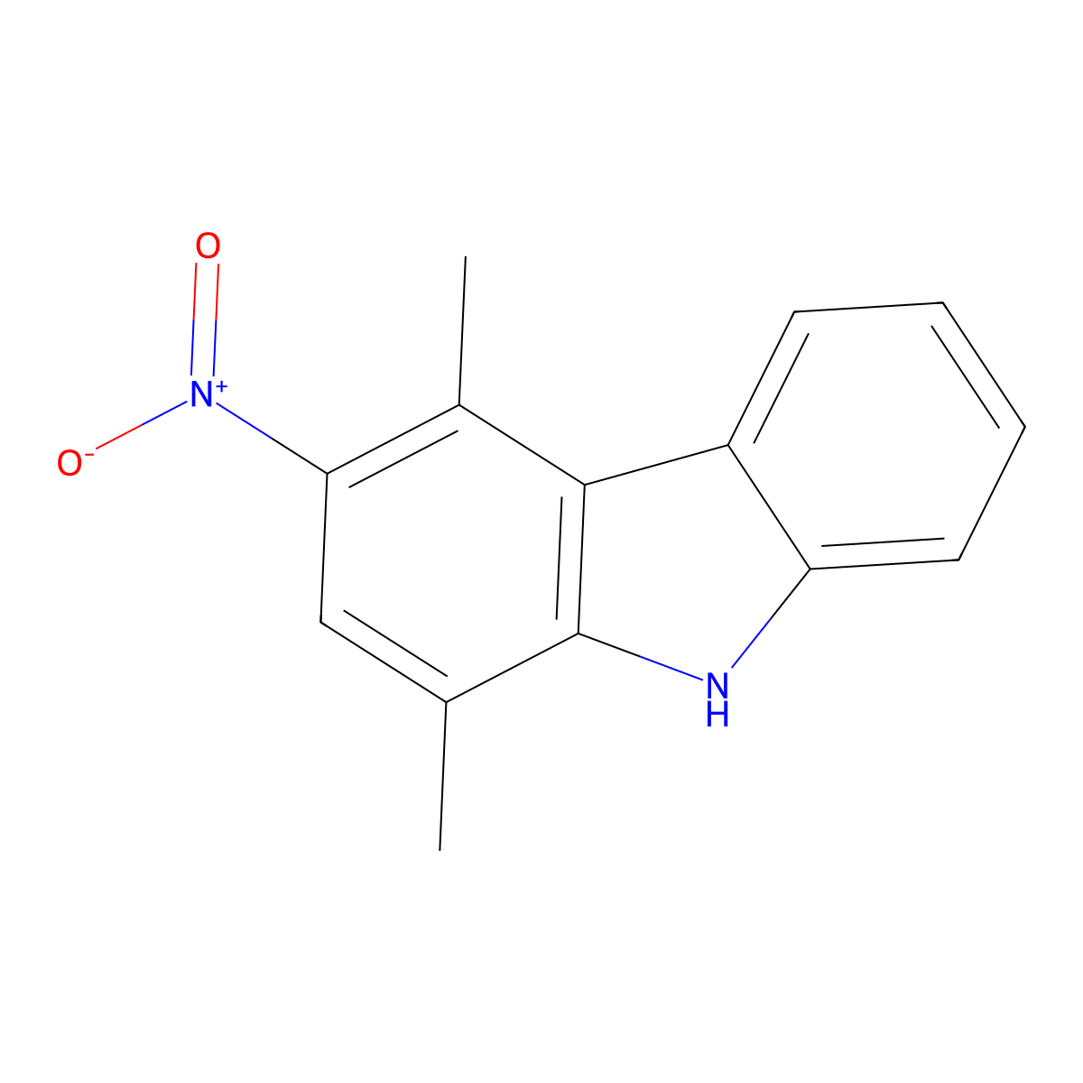 9H-Carbazole, 1,4-dimethyl-3-nitro- molecular structure, CAS 133591-33-0