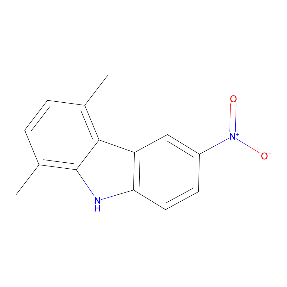 9H-Carbazole, 1,4-dimethyl-6-nitro- molecular structure, CAS 133591-38-5