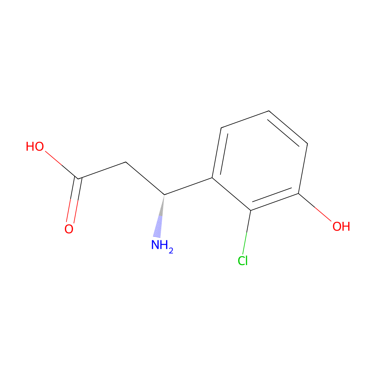 (R)-3-Amino-3-(2-chloro-3-hydroxyphenyl)propanoic acid molecular structure, CAS 1335916-44-3