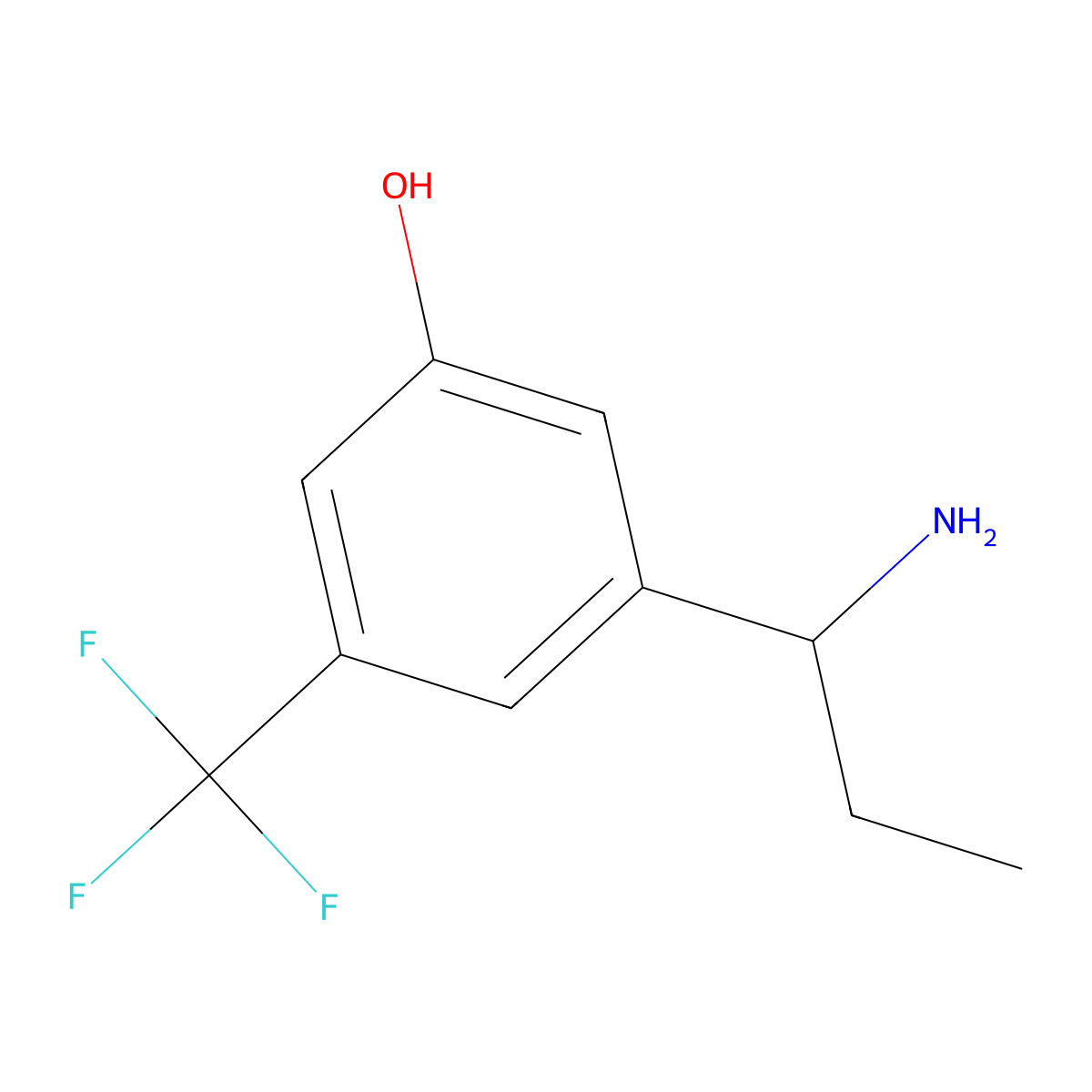 (R)-3-(1-Aminopropyl)-5-(trifluoromethyl)phenol molecular structure, CAS 1335946-09-2