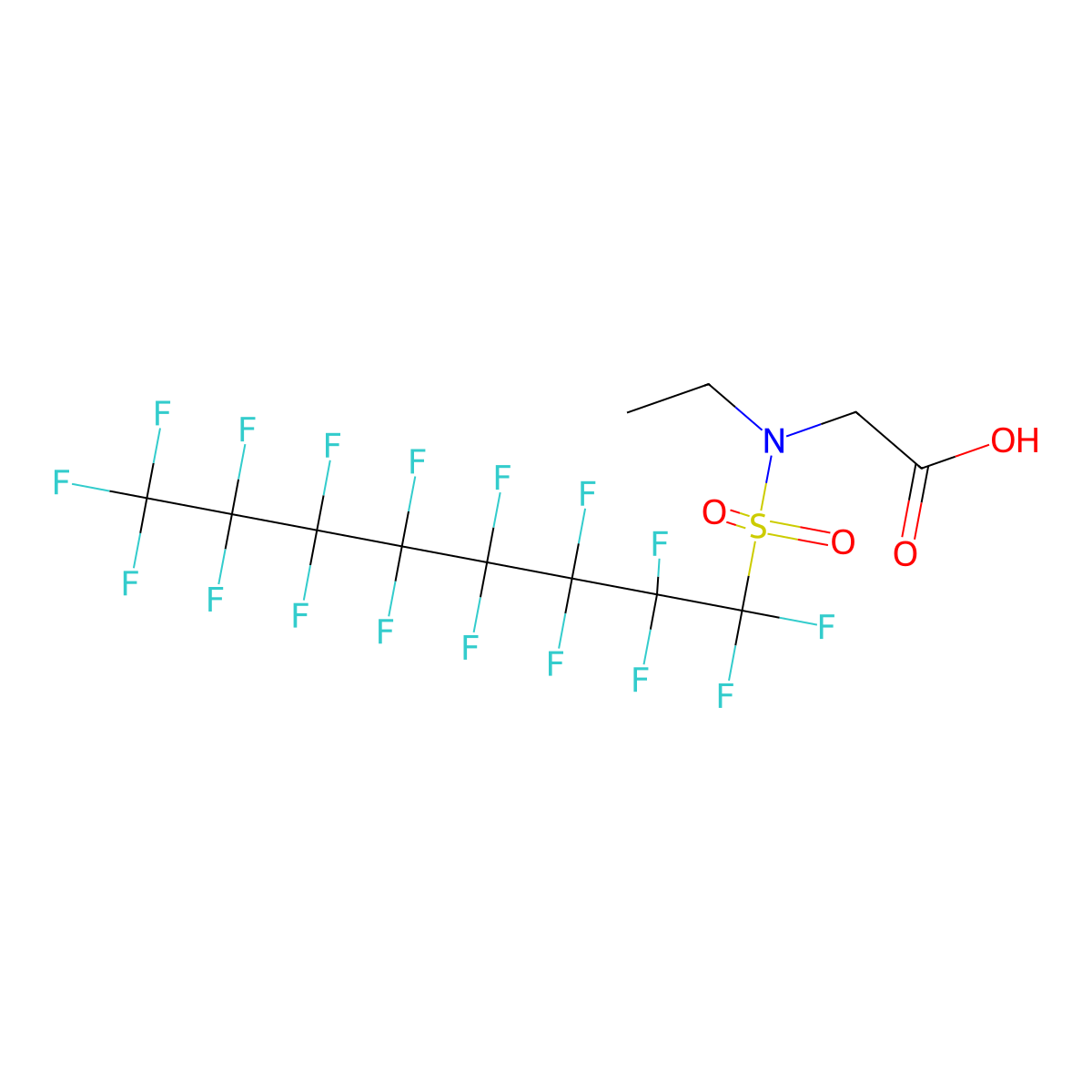N-Ethyl-N-[(heptadecafluorooctyl)sulphonyl]glycine molecular structure, CAS 1336-61-4