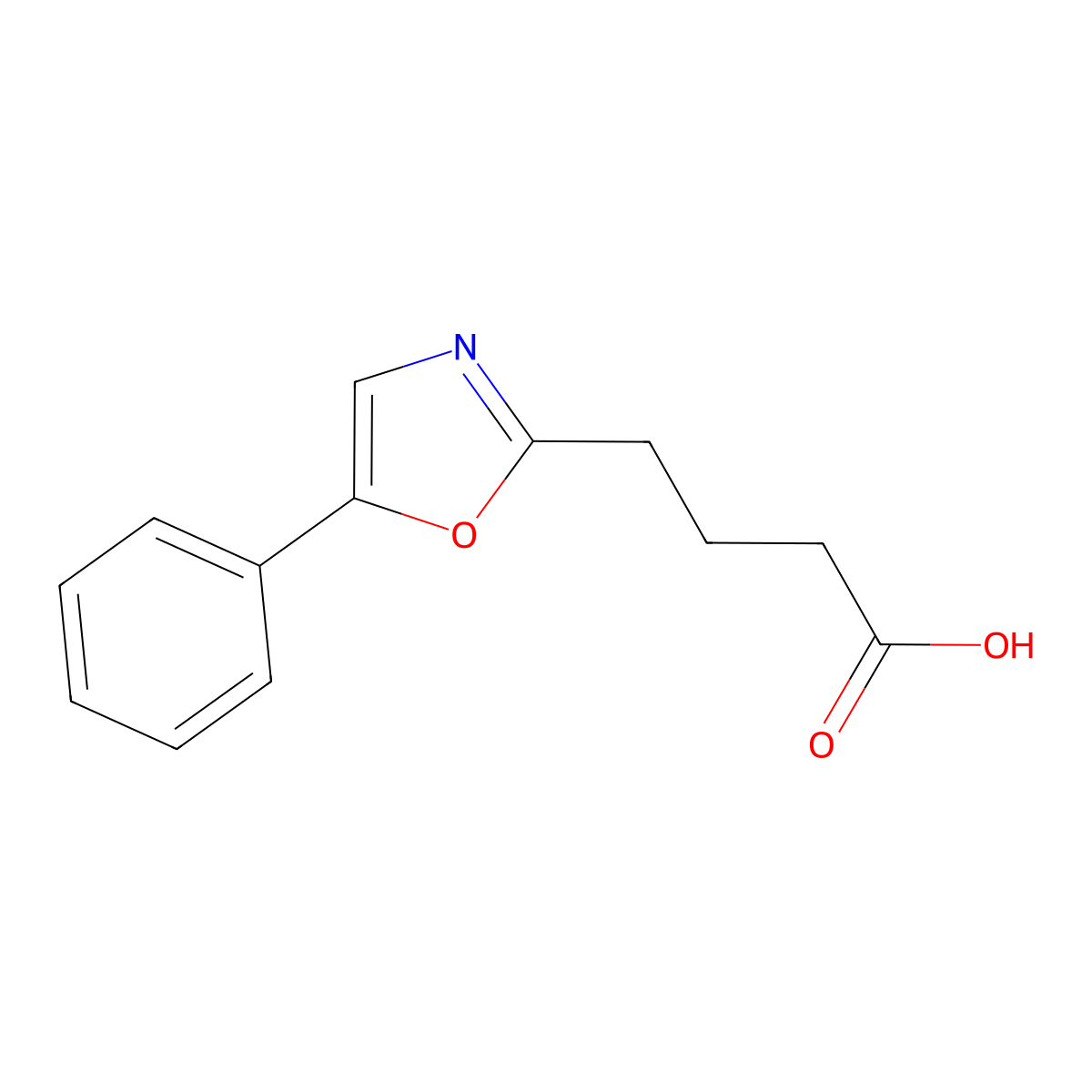 4-(5-Phenyl-1,3-oxazol-2-yl)butanoic acid molecular structure, CAS 133602-40-1