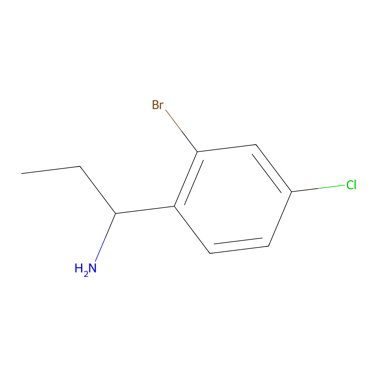 (S)-1-(2-Bromo-4-chlorophenyl)propan-1-amine molecular structure, CAS 1336033-04-5