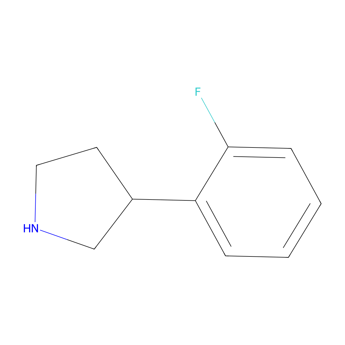 (S)-3-(2-Fluorophenyl)pyrrolidine molecular structure, CAS 1336075-09-2