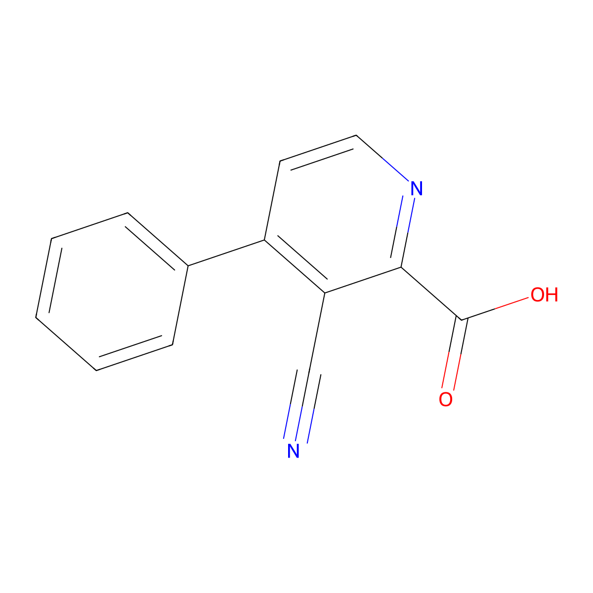 3-Cyano-4-phenylpyridine-2-carboxylic acid molecular structure, CAS 133609-28-6