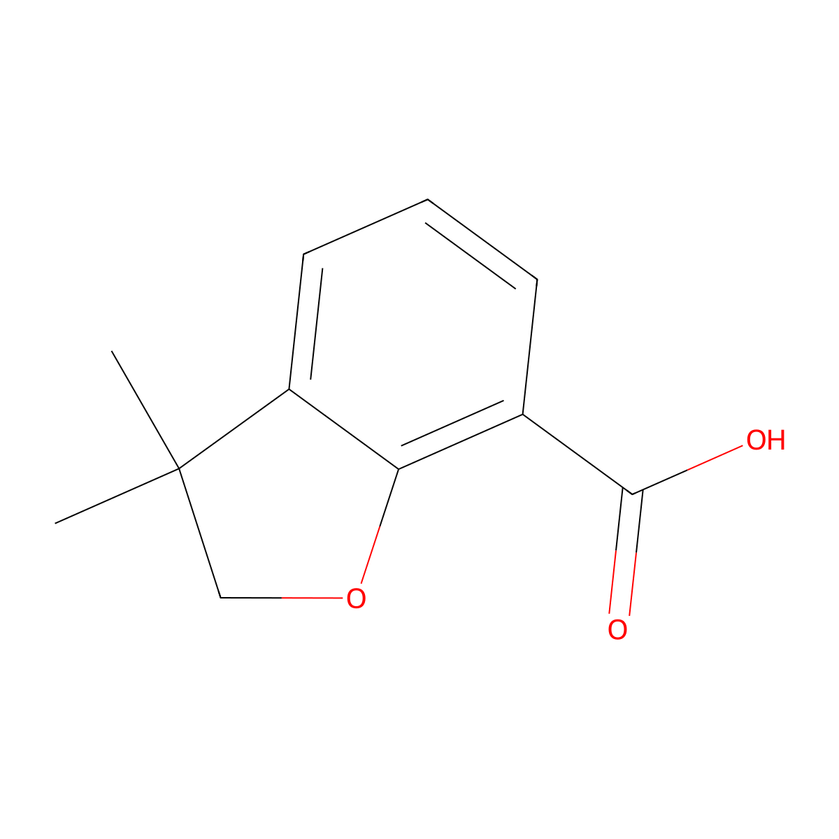 2,3-Dihydro-3,3-dimethyl-7-benzofurancarboxylic acid molecular structure, CAS 133609-87-7