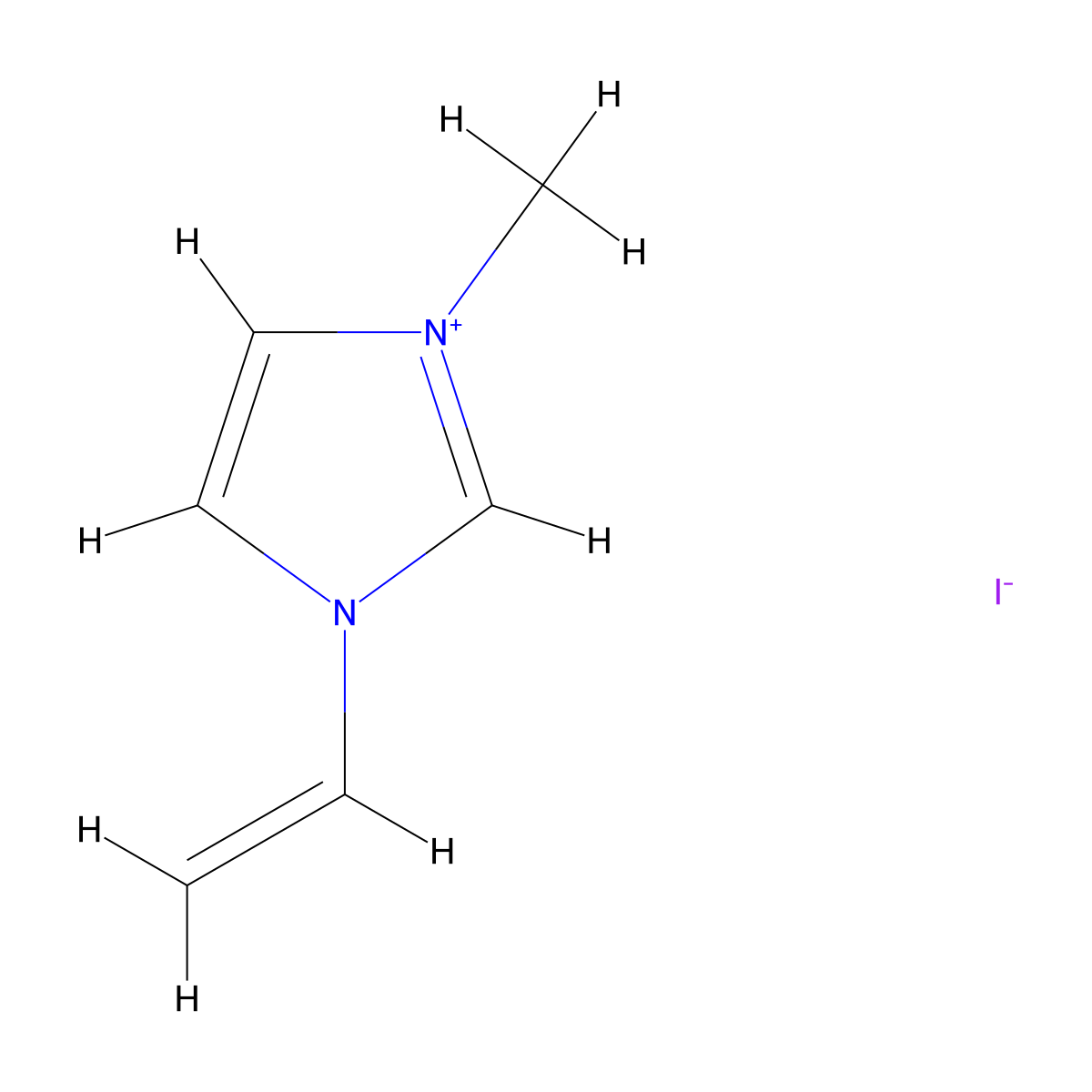 1H-Imidazolium, 3-ethenyl-1-methyl-, iodide (1:1) molecular structure, CAS 13361-29-0