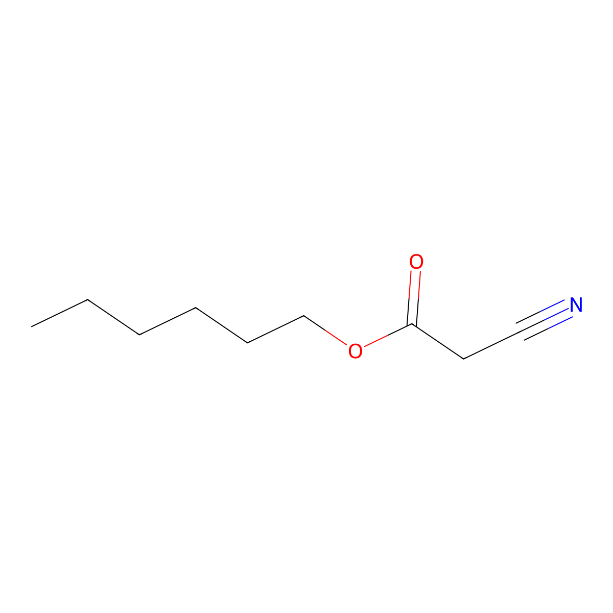 Hexyl cyanoacetate molecular structure, CAS 13361-53-0